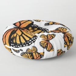Floor Pillow | Monarch Butterflies | Monarch Butterfly | Vintage Butterflies | Butterfly Patterns | by Eclectic At Heart - ROUND - 30" x 30" - Society6