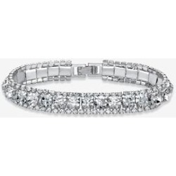 Women's Silver Tone Tennis Bracelet Simulated Birthstones and Crystal, 7