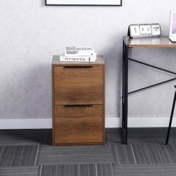 Millwood Pines Vertical Filing Cabinet w/ 2 Drawer, Letter-size File,red Walnut/Grey Wood in Brown, Size 24.14 H x 15.17 W x 16.5 D in | Wayfair found on Bargain Bro from Wayfair for USD $159.59