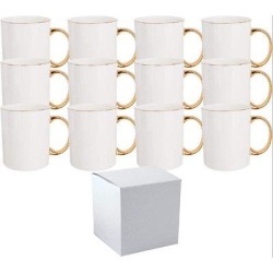 leshangtechnology Case Of 12 11 Oz. GOLD Rim & Handle- Ceramic Sublimation Mugs - Professional Grade Sublimation Mug- Sublimation Series | Wayfair