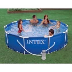 Intex 10ft x 30in Metal Frame Swimming Pool w/ Filter & Maintenance Kit Steel in Blue/Gray/White, Size 30.0 H x 120.0 W in | Wayfair found on Bargain Bro Philippines from Wayfair for $319.99