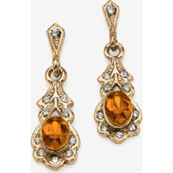 Women's Gold Tone Antiqued Oval Cut Simulated Birthstone Vintage Style Drop Earrings by PalmBeach Jewelry in November found on Bargain Bro from Woman Within for USD $17.47