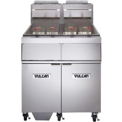 Vulcan 2GR85MF-2 Liquid Propane 170-180 lb. 2 Unit Floor Fryer System with Millivolt Controls and KleenScreen Filtration - 300,000 BTU