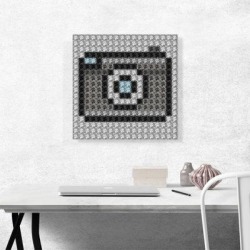 ARTCANVAS Photography Photo Camera Emoticon Jewel Pixel - Wrapped Canvas Graphic Art Print Canvas & Fabric in Gray, Size 18.0 H x 18.0 W x 0.75 D in