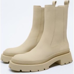 Zara Shoes | Salezara Rubberized Ankle Boots Sale | Color: Cream | Size: 10