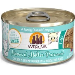 Weruva Pate Meows n' Holler Purramid Chicken & Shrimp Dinner in a Hydrating Puree Wet Cat Food, 3 oz.