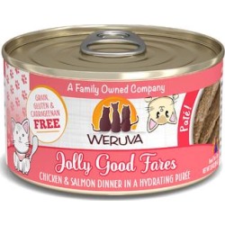 Weruva Pate Jolly Good Fares Chicken & Salmon Dinner in a Hydrating Puree Wet Cat Food, 3 oz.
