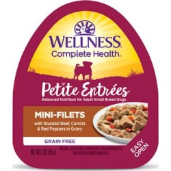 Wellness Complete Health Petite Entrees Mini-Filets with Roasted Beef, Carrots & Red Peppers in Gravy Wet Dog Food, 3 oz.
