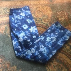 J. Crew Pants & Jumpsuits | Blue Floral Straight Leg Pants | Color: Blue | Size: 12 found on Bargain Bro from poshmark, inc. for USD $22.80