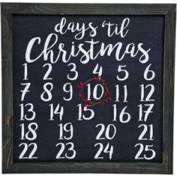 Transpac Wood Black Christmas Countdown with Magnetic Wreath