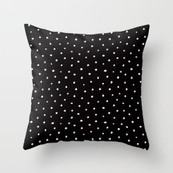 Minimal- Small White Polka Dots On Black - Mix & Match With Simplicty Of Life Couch Throw Pillow by Art By Simplicity Of Life - Cover (16" x 16") with pillow insert - Indoor Pillow