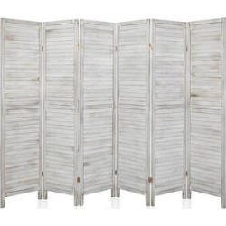 72" 6 Panel Wood Folding Freestanding Room Divider Privacy Screen - 5.9ft (White)