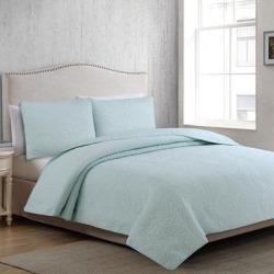Estate Collection Marissa Medallion Quilt Set by American Home Fashion in Seafoam (Size KING)