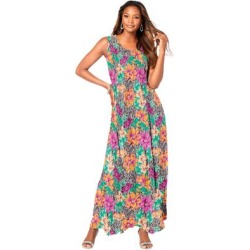Plus Size Women's Sleeveless Crinkle Dress by Roaman's in Tropical Animal (Size 42/44) found on Bargain Bro from fullbeauty for USD $16.70