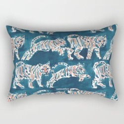 Tiger Pounce Rectangular Pillow by Barbarian By Barbra Ignatiev - Small (17" x 12")