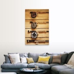 "Fly fishing reels hanging on wall" Canvas Wall Art