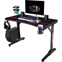 Work Desk - Devoko Gaming Desk Color (Frame): Wood in Black, Size 29" H x 43" W x 24" D