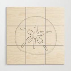 Wooden Wall Art | Sand Dollar Blessings - Black On White Pointilism Art by Jillian Amatt Designs - 3' X 3' - Society6
