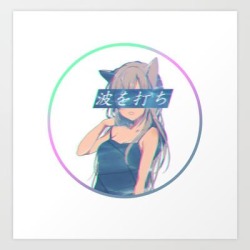 Waves - Sad Anime Japanese Aesthetic Kawaii Girl Art Print by Poser_boy - X-Small