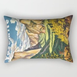 Rectangular Pillow | Yosemite National Park Vintage Travel Poster Landscape Illustration by Enshape - Small (17" x 12") - Society6
