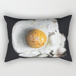 Fried Egg Rectangular Pillow by Art By Amalyah - Small (17" x 12")