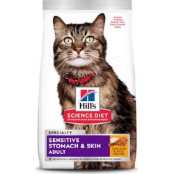 Hill's Science Diet Adult Sensitive Stomach & Skin Chicken & Rice Recipe Dry Cat Food, 15.5 lbs.