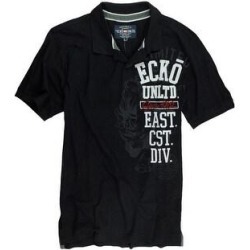 petite Ecko Unltd. Mens Ss Vertical Numeral Rugby Polo Shirt (Black - X-Small), Men's(cotton, embroidered)