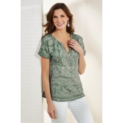 Women Quinn T-Shirt by Soft Surroundings, in Smokey Sage size 1X (18-20)