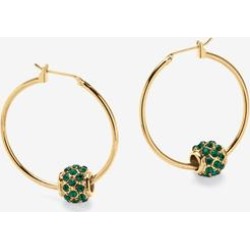 Women's Goldtone Charm Hoop Earrings (32mm) Round Simulated Birthstone by PalmBeach Jewelry in May found on Bargain Bro from Ellos for USD $17.47