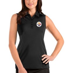 Women's Antigua Black Pittsburgh Steelers Sleeveless Tribute Polo found on Bargain Bro from Fanatics for USD $34.19