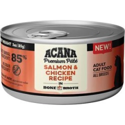 ACANA Salmon + Chicken in Bone Broth Wet Cat Food, 3 oz., Case of 24, 24 X 3 OZ