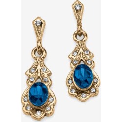 Women's Gold Tone Antiqued Oval Cut Simulated Birthstone Vintage Style Drop Earrings by PalmBeach Jewelry in September found on Bargain Bro from Jessica London for USD $17.47