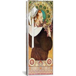 Winston Porter Heather, c.1901 by Alphonse Mucha - Graphic Art Print on Canvas & Fabric in White, Size 36.0 H x 12.0 W x 1.5 D in | Wayfair found on Bargain Bro from Wayfair for USD $65.35