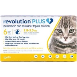 Revolution Plus Topical Solution 2.8-5.5lbs Cat, 12 Month Supply, 12 CT