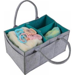 Latitude Run® Portable Baby Diaper Caddy Organizer w/ Zipper PocketFelt in Gray, Size 7.0 H x 9.5 W x 14.5 D in | Wayfair