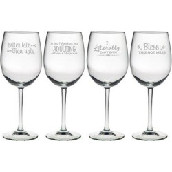 Susquehanna Glass Boozily Honest 4 Piece 19 oz. All Purpose Wine Glass Set Glass, Size 9.0 H x 3.0 W in | Wayfair WAY-4584-2646-4