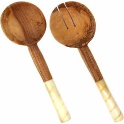 Handmade Olive Wood Servers with Natural Bone Handles