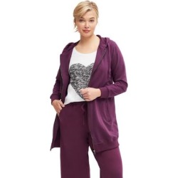 Plus Size Women's Long Zip Front Hoodie by ellos in Wild Plum (Size 3X) found on Bargain Bro from fullbeauty for USD $30.32