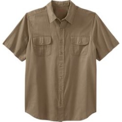 Men's Big & Tall Boulder Creek® Short Sleeve Denim & Twill Shirt by Boulder Creek in Dark Khaki (Size 9XL) found on Bargain Bro from OneStopPlus for USD $29.63