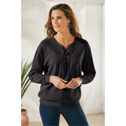 Larimar Pullover Top by Soft Surroundings, in Black size XS (2-4)