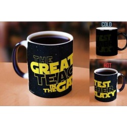 Latitude Run® Emlenton The Greatest Teacher in the Galaxy Heat Reveal Ceramic Coffee Mug Ceramic in Black/Brown/Yellow, Size 4.75 H in | Wayfair