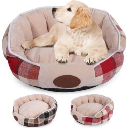 Pet Dog Bed Cat Bed Soft Plush Cuddler Washable Reversible Cushion