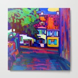 Wassily Kandinsky Houses In Murnau Metal Art Print by Jon Baran - LARGE