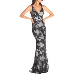 Dress The Poppulation Sharon Embellished Lace Evening Gown - Black - Dress the Population Dresses