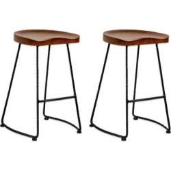 Mod Made Potter Wood 26-inch High Counter Stool (Set of 2) (Walnut), Brown