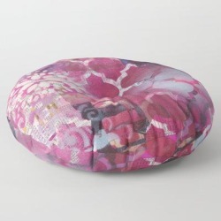 Floor Pillow | Mixed Media Layered Patterns - Deep Fuchsia by Anne Louw - ROUND - 30" x 30" - Society6