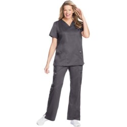 Plus Size Women's Modern Classic V-Neck Mock Wrap Scrub Top by Cherokee in Pewter (Size 4X) found on Bargain Bro from fullbeauty for USD $15.19