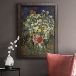 Winston Porter Bouquet of Flowers in a Vase - Picture Frame Print on Canvas & Fabric in Black/Green/Yellow, Size 20.0 H x 16.0 W x 2.5 D in Wayfair found on Bargain Bro from Wayfair for USD $31.15