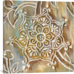 East Urban Home 'Henna III' Painting Print on Canvas & Fabric in Brown/Green/White, Size 18.0 H x 18.0 W x 1.5 D in | Wayfair ESUR1301 37294768 found on Bargain Bro from Wayfair for USD $49.39