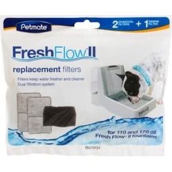 Petmate Fresh Flow II Purifying Pet Fountain Replacement Filters, Pack of 3 filters